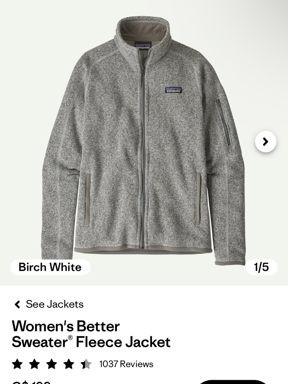 Patagonia Women's Better Sweater Fleece Jacket - Birch White - Picture 3 of 5